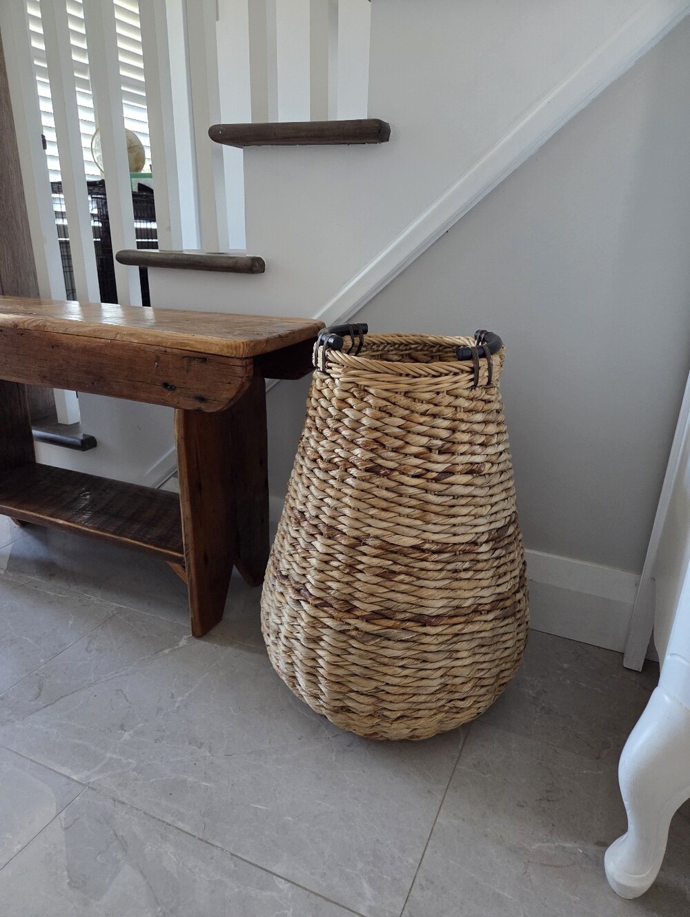 Tall Rattan Round Basket - Picture 1 of 11
